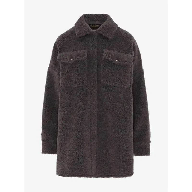 Oversized Stud Button Borg Teddy Shacket