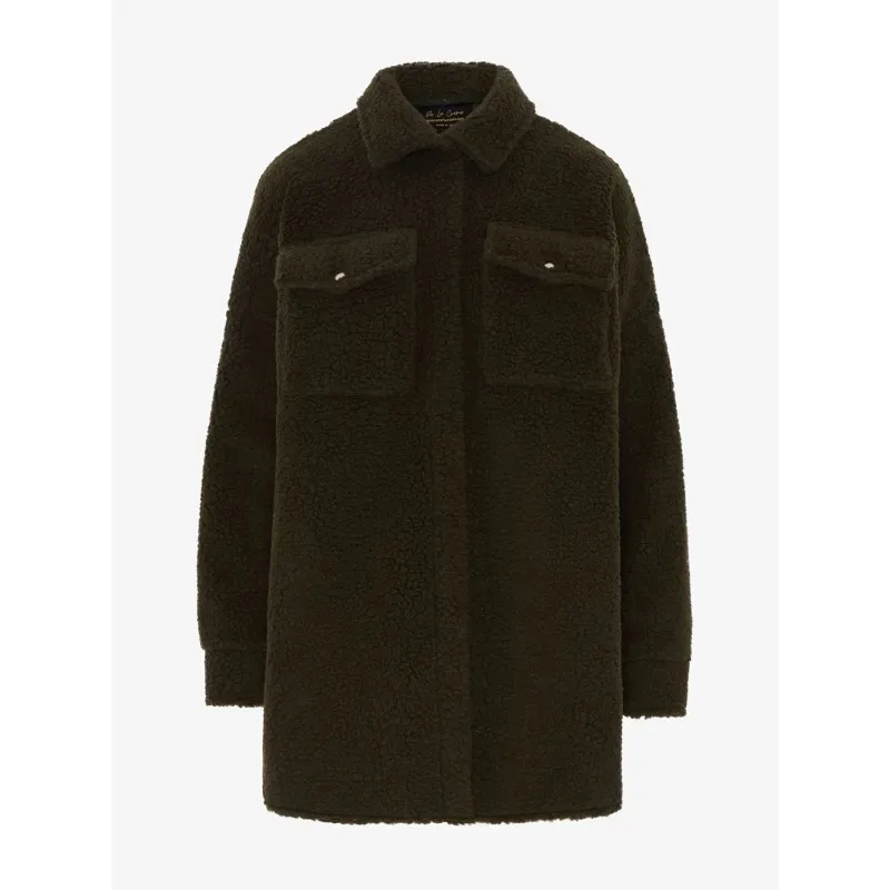Oversized Stud Button Borg Teddy Shacket