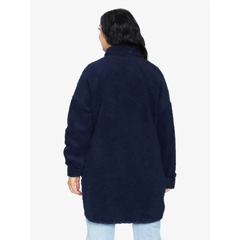 Oversized Stud Button Borg Teddy Shacket