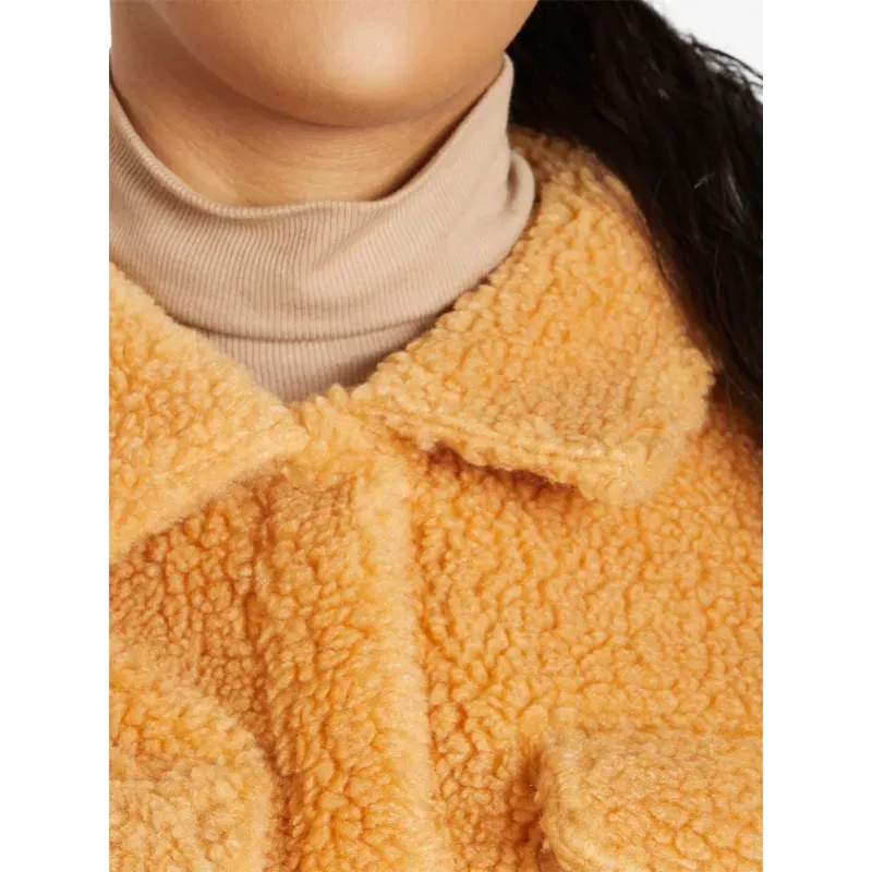 Oversized Stud Button Borg Teddy Shacket