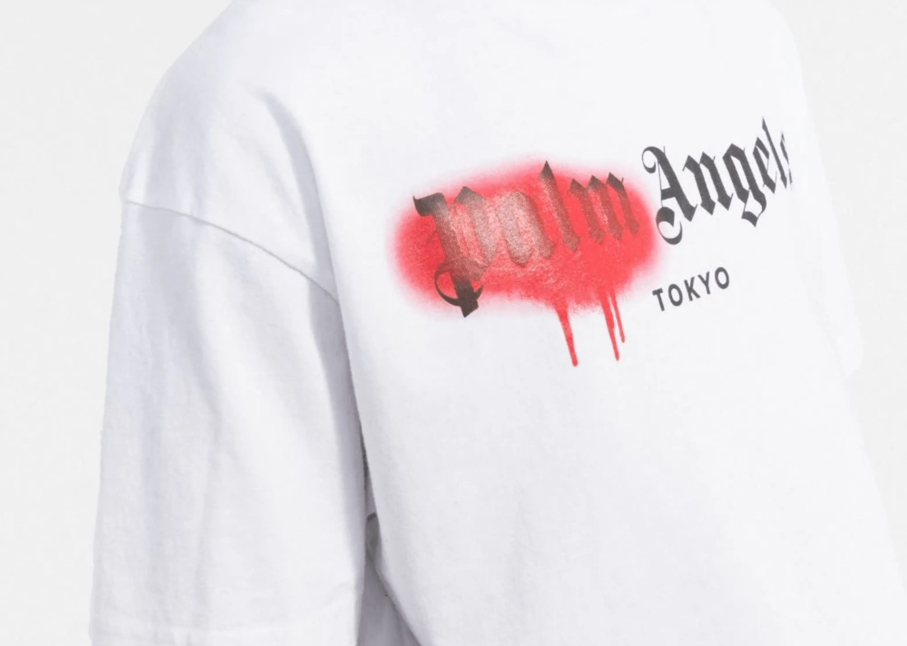 Palm Angels - Red Sprayed Tokyo White T-Shirt