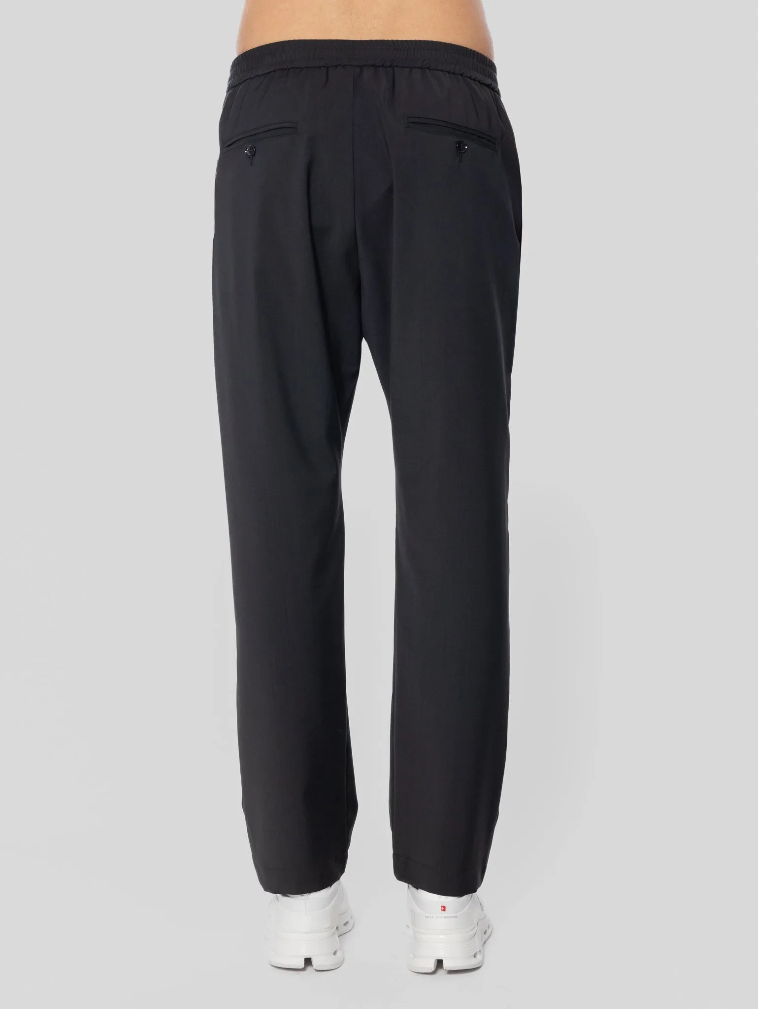 Pantaloni in Fresco Lana con Coulisse Piombo