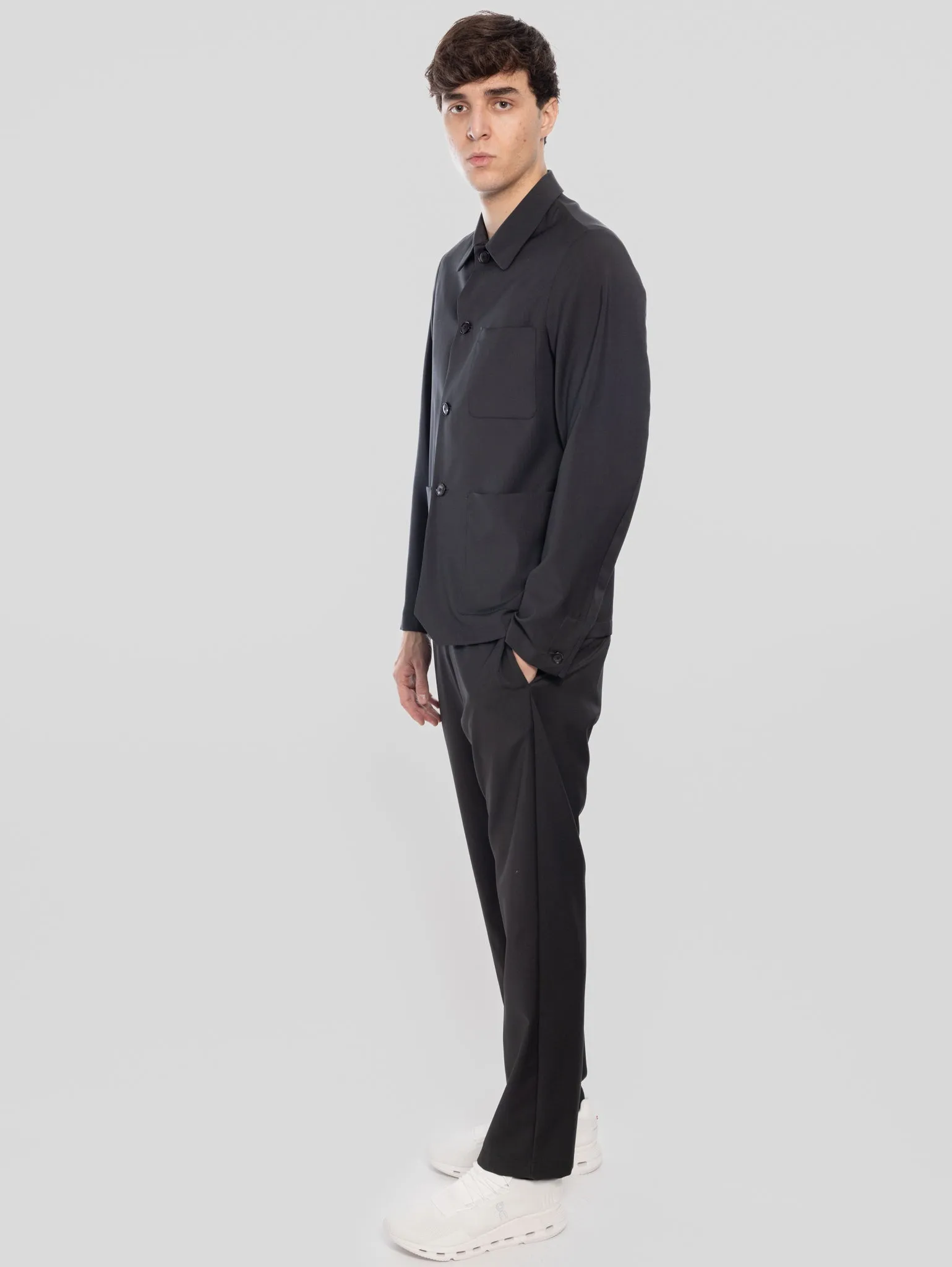 Pantaloni in Fresco Lana con Coulisse Piombo
