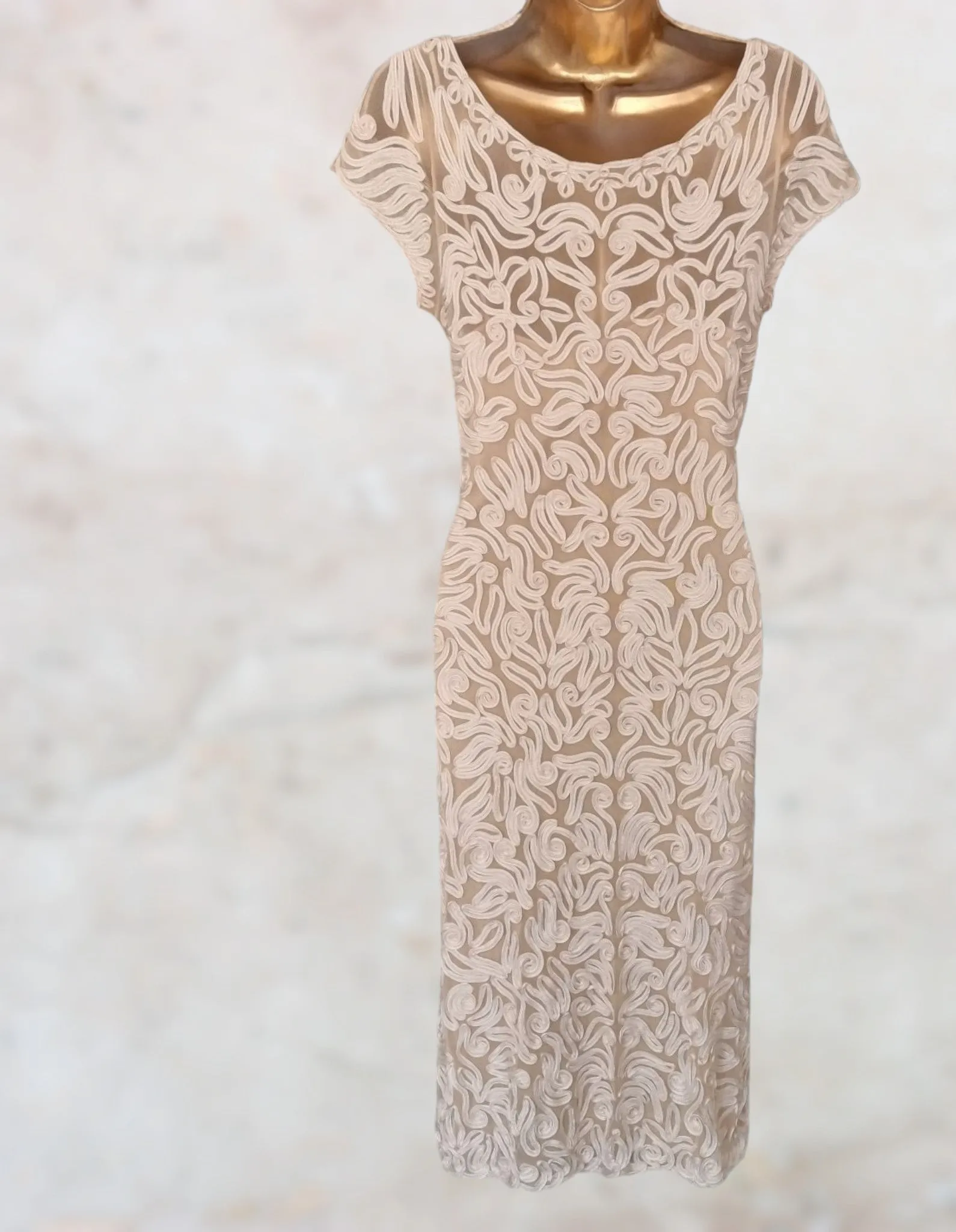 Phase Eight Womens Cream Tapework Lace Dress UK 12 US 8 EU 40