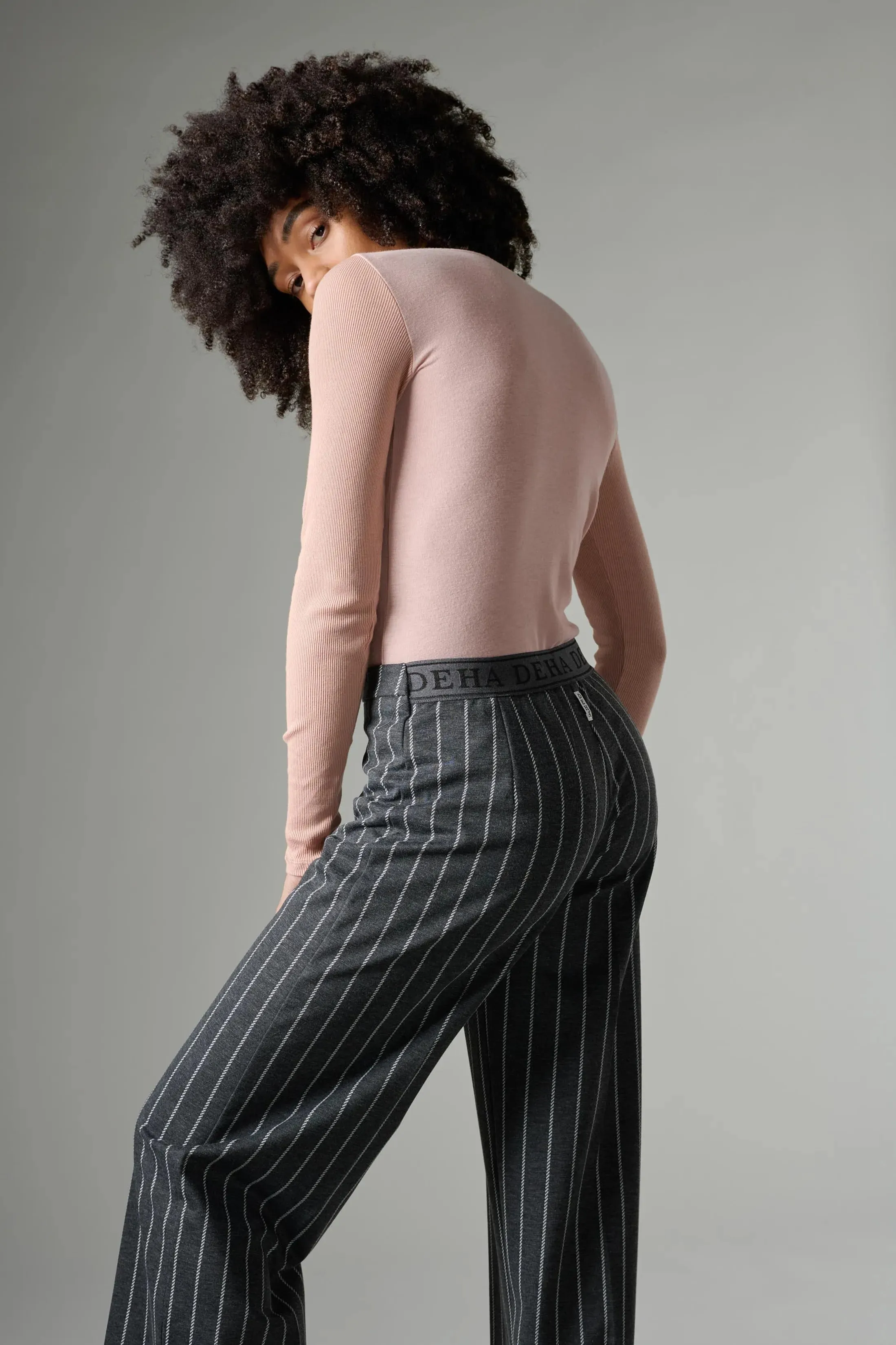 Pinstriped wide leg pants - grey