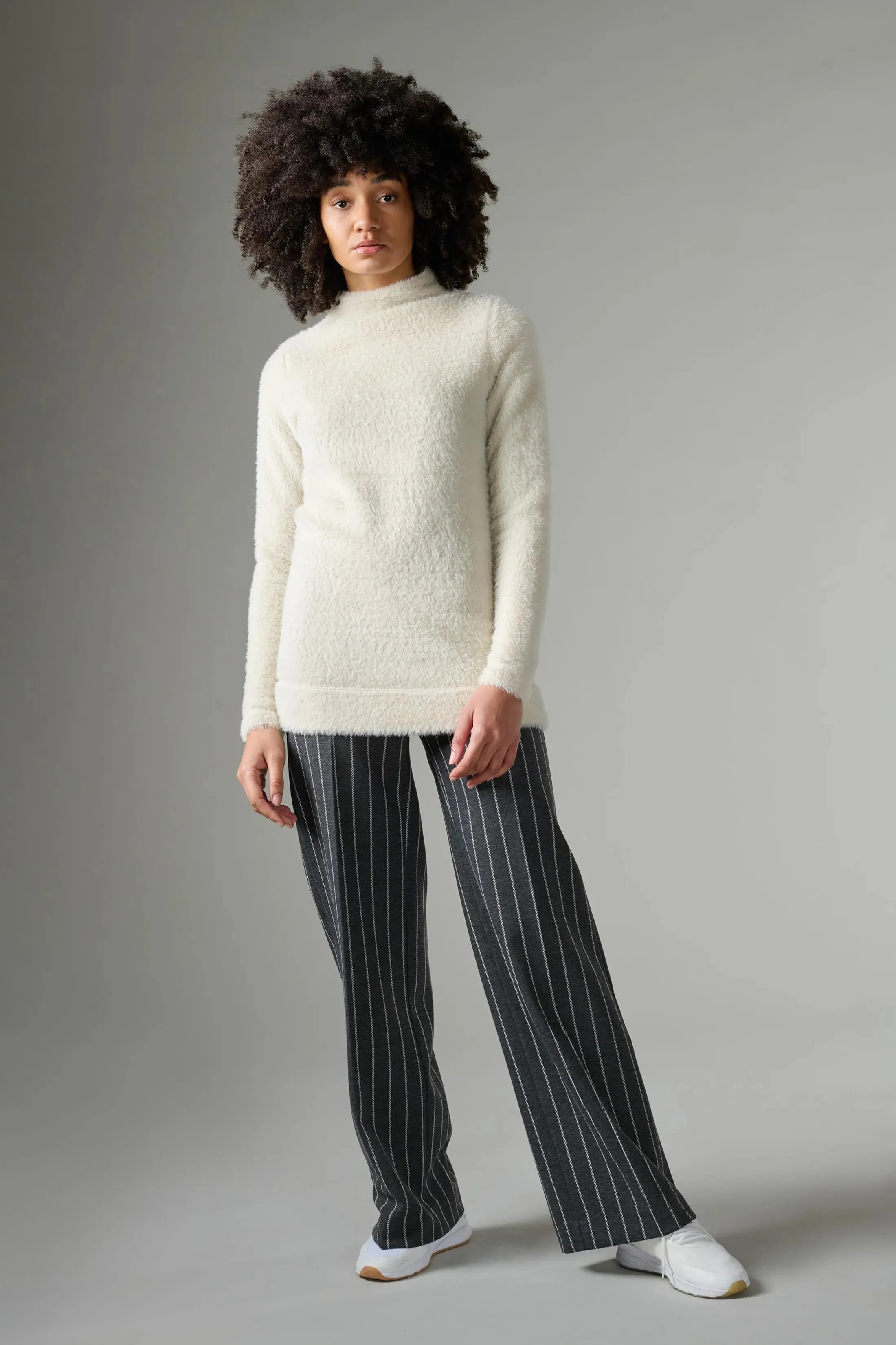Pinstriped wide leg pants - grey