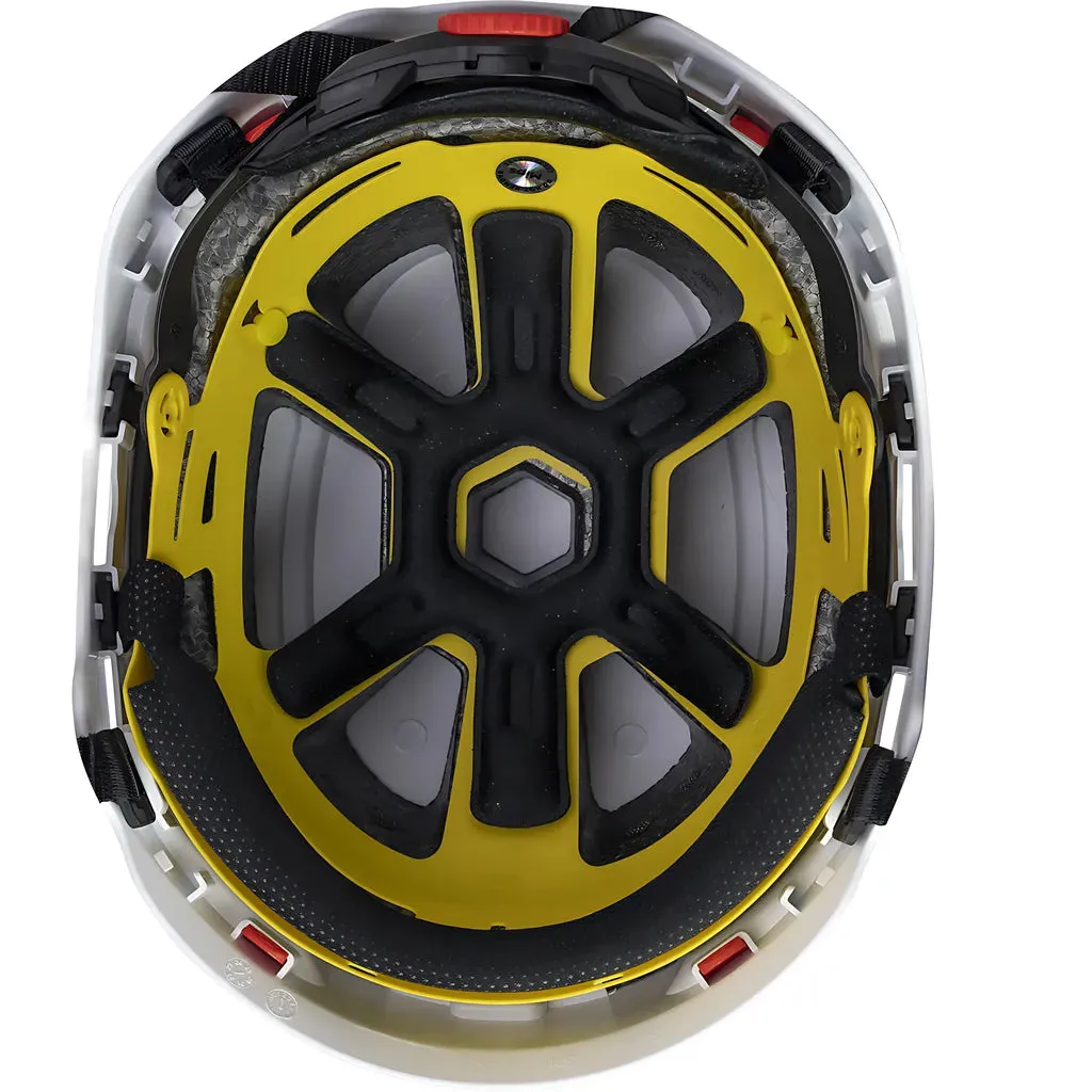 PIP 280-HP1491RM-01 Industrial Climbing Helmet with Mips Technology, ABS Shell, EPS Foam Impact Liner, HDPE Suspension, Wheel Ratchet Adjustment and 4-Point Chin Strap