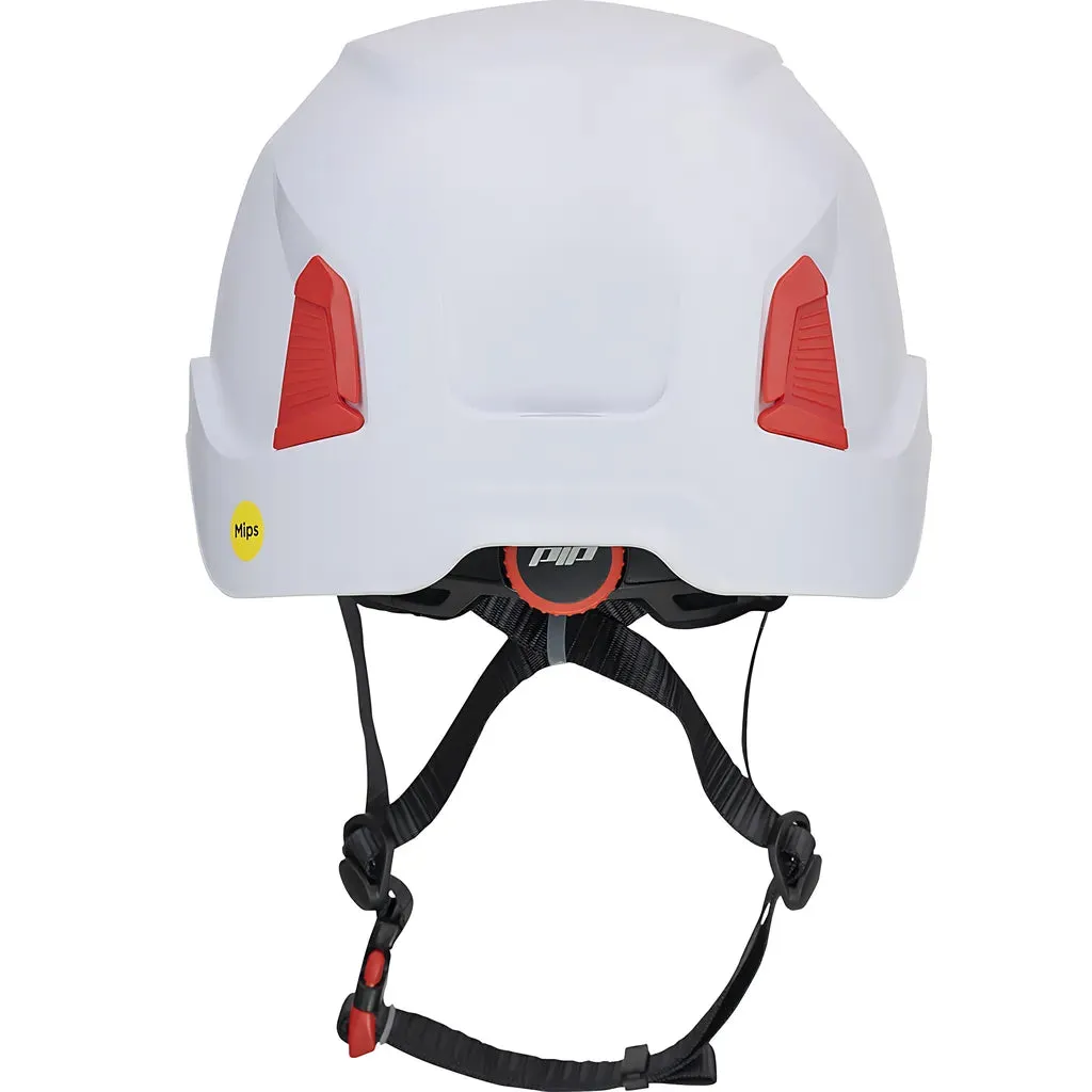 PIP 280-HP1491RM-01 Industrial Climbing Helmet with Mips Technology, ABS Shell, EPS Foam Impact Liner, HDPE Suspension, Wheel Ratchet Adjustment and 4-Point Chin Strap