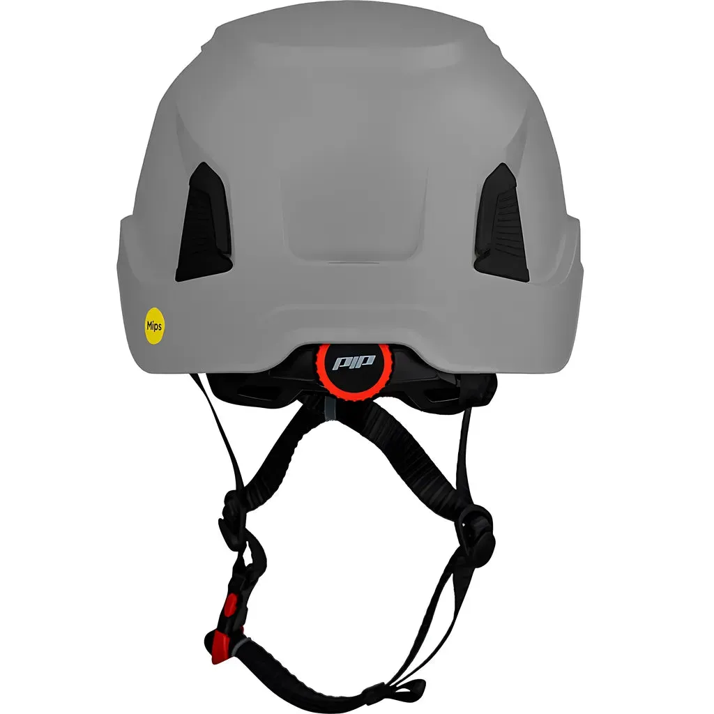 PIP 280-HP1491RM-09 Industrial Climbing Helmet with Mips Technology, ABS Shell, EPS Foam Impact Liner, HDPE Suspension, Wheel Ratchet Adjustment and 4-Point Chin Strap