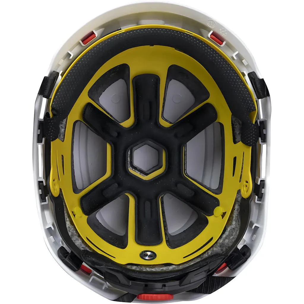 PIP 280-HP1491RVM-01 Vented, Industrial Climbing Helmet with Mips Technology, ABS Shell, EPS Foam Impact Liner, HDPE Suspension, Wheel Ratchet Adjustment and 4-Point Chin Strap