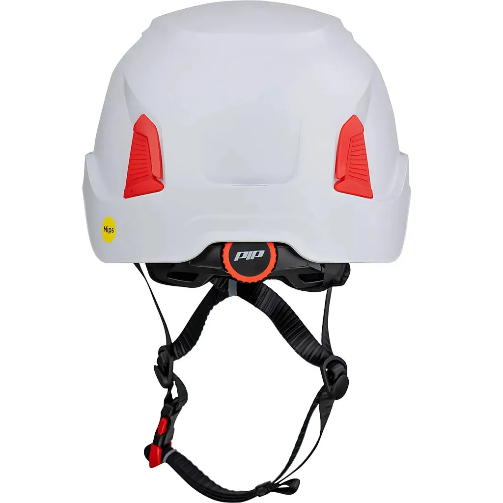 PIP 280-HP1491RVM-01 Vented, Industrial Climbing Helmet with Mips Technology, ABS Shell, EPS Foam Impact Liner, HDPE Suspension, Wheel Ratchet Adjustment and 4-Point Chin Strap