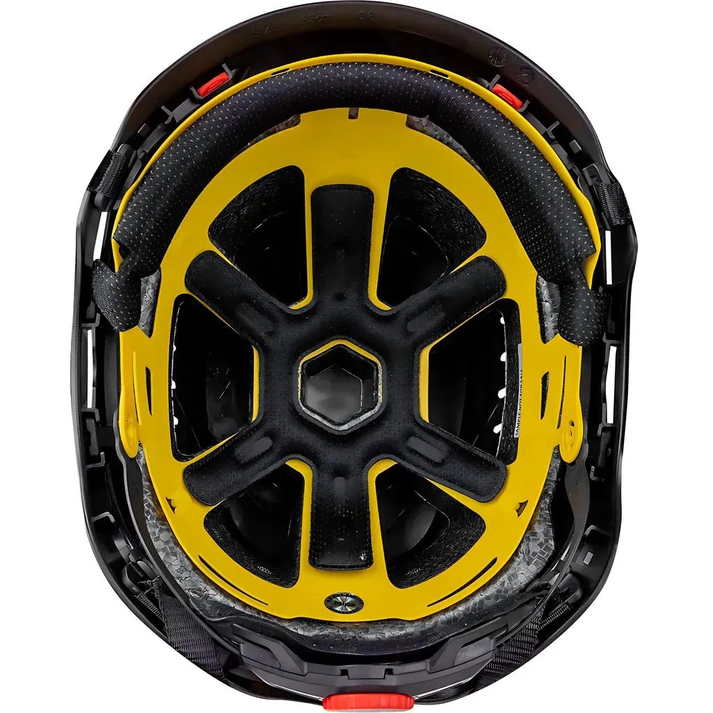 PIP 280-HP1491RVM-11 Vented, Industrial Climbing Helmet with Mips Technology, ABS Shell, EPS Foam Impact Liner, HDPE Suspension, Wheel Ratchet Adjustment and 4-Point Chin Strap