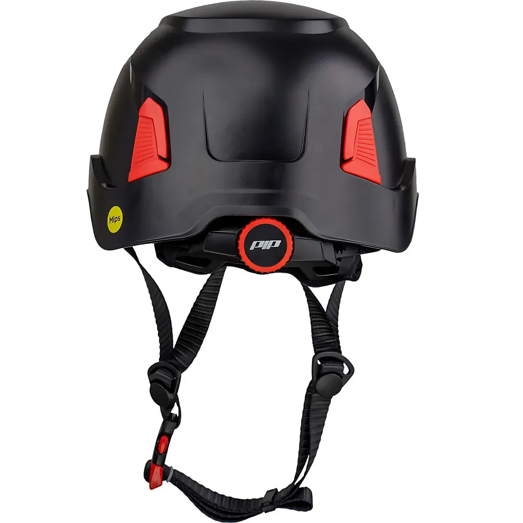 PIP 280-HP1491RVM-11 Vented, Industrial Climbing Helmet with Mips Technology, ABS Shell, EPS Foam Impact Liner, HDPE Suspension, Wheel Ratchet Adjustment and 4-Point Chin Strap