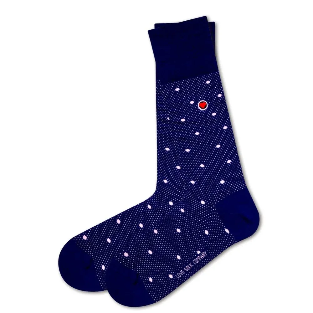 Polka Night Men's Luxury dress Socks Navy (M)
