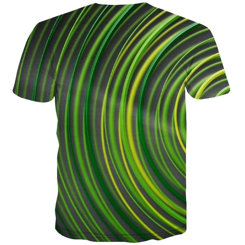 Psychedelic T shirts Men Abstract T-shirts Graphic Dizziness T shirts Funny Green Tshirt Printed Harajuku Tshirts Novelty