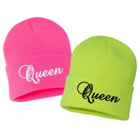 QUEEN Embroidered Cuffed Beanie Hat