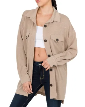 "Becca" Jacquard Oversized Shacket Ash Mocha