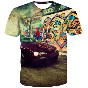Racing Car T shirts Men Metal Shirt Print City Tshirt Printed Gray Tshirt Anime Retro Tshirts Novelty