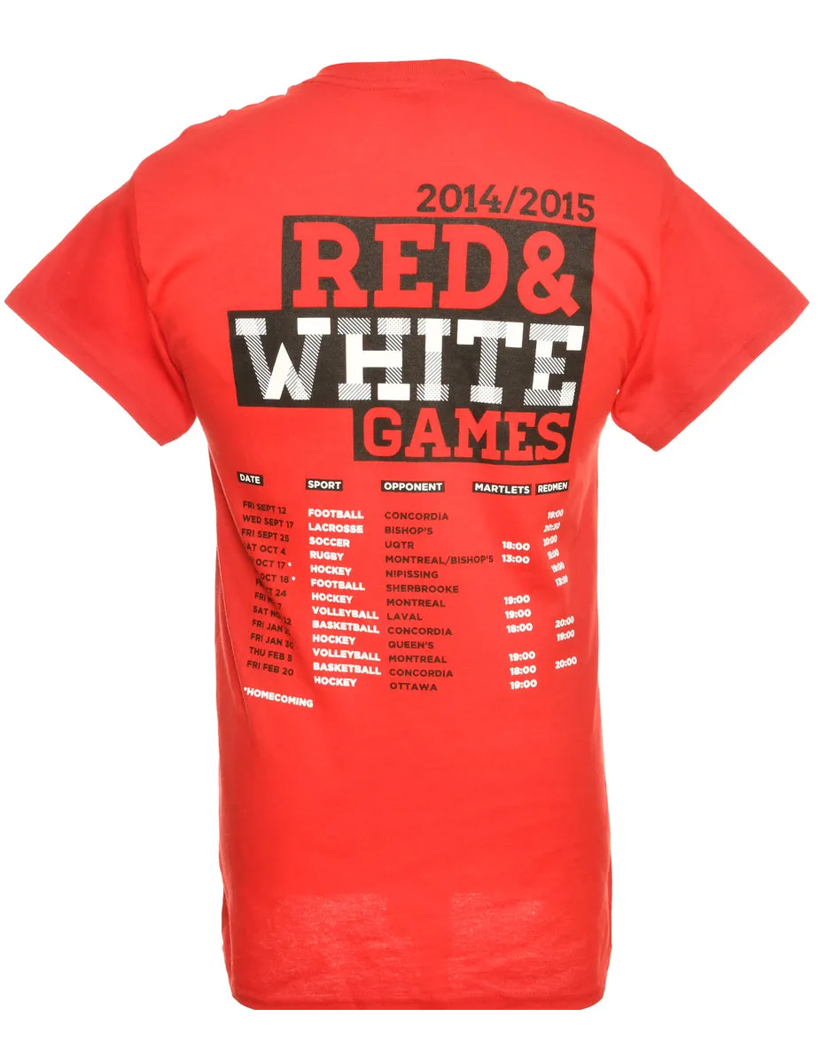 Red, White & Black Printed Thunder T-Shirt - S