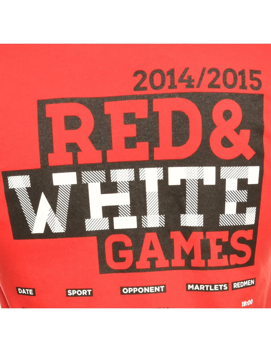 Red, White & Black Printed Thunder T-Shirt - S
