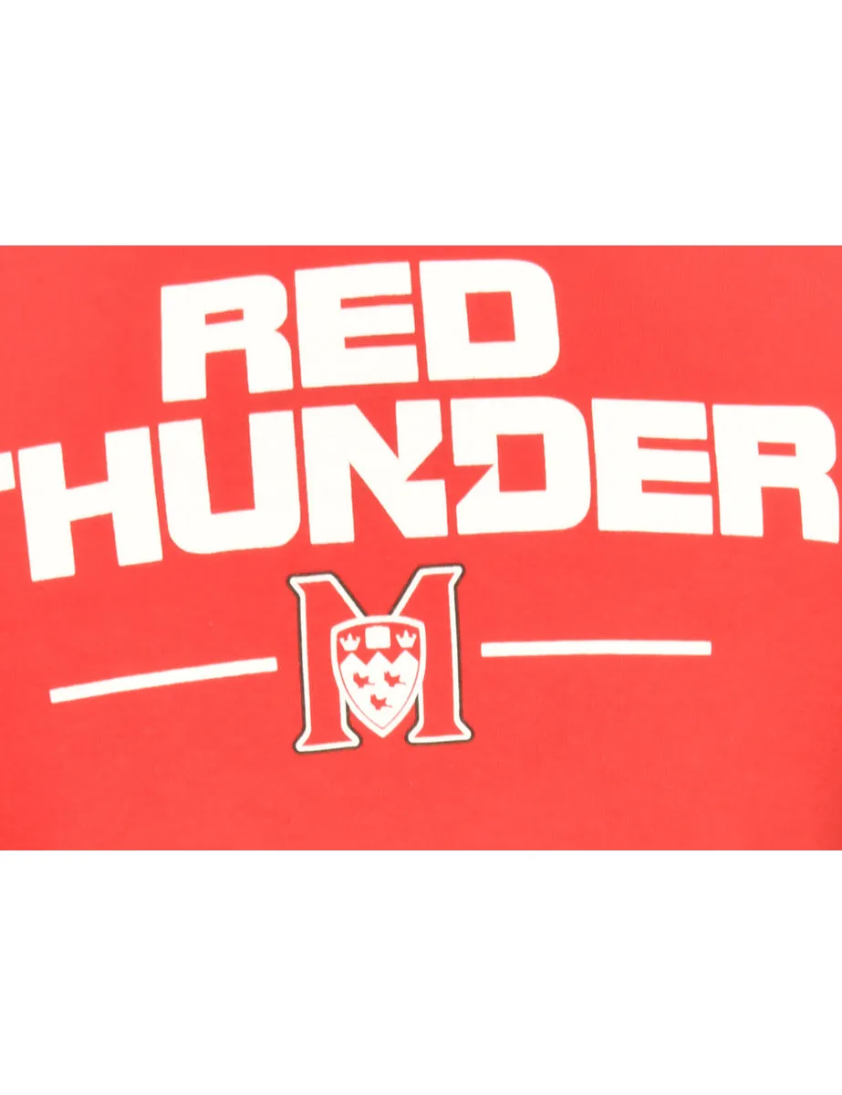 Red, White & Black Printed Thunder T-Shirt - S