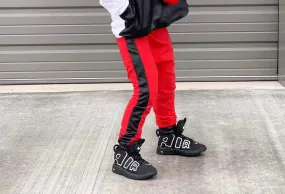 Red/Black Pleather Joggers