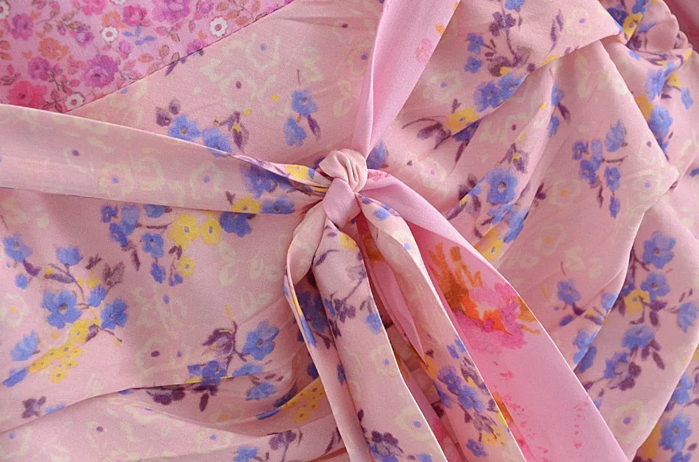 Reese Pink Floral Ruffled Mini Dress