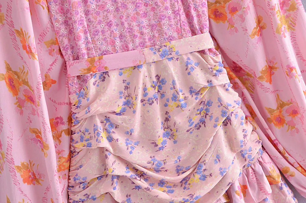 Reese Pink Floral Ruffled Mini Dress