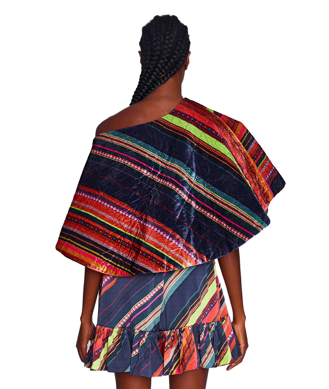 Reversible Quilted Silk Velvet Cape