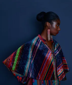 Reversible Quilted Silk Velvet Cape