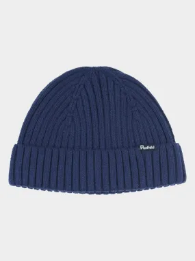 Ribbed Fisherman Beanie in Navy Blue