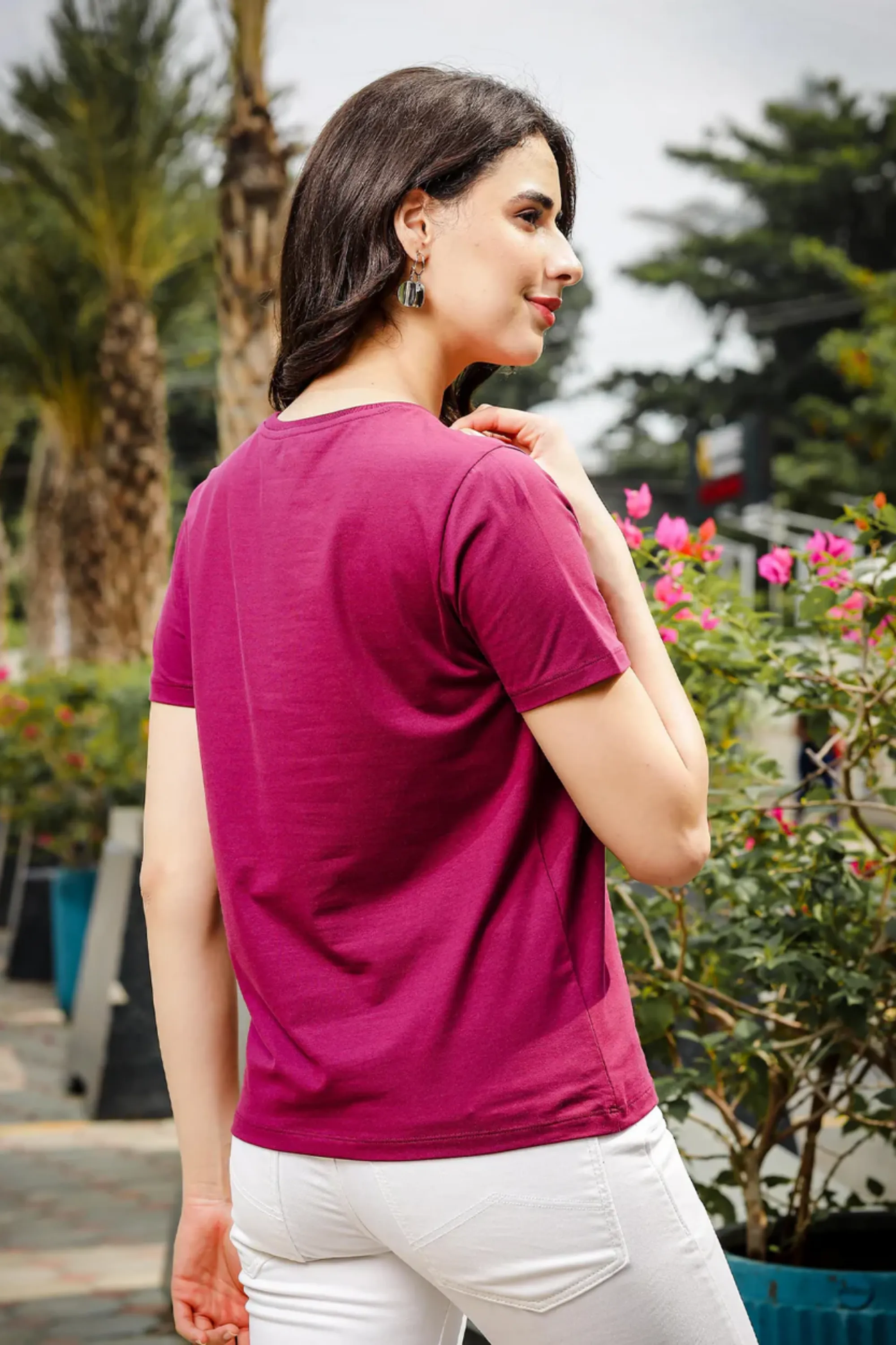 Round Neck Printed T Shirts for Women, Versatile Ladies Wear