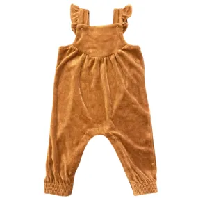 Ruffle Overall - Velour Mocha Bisque