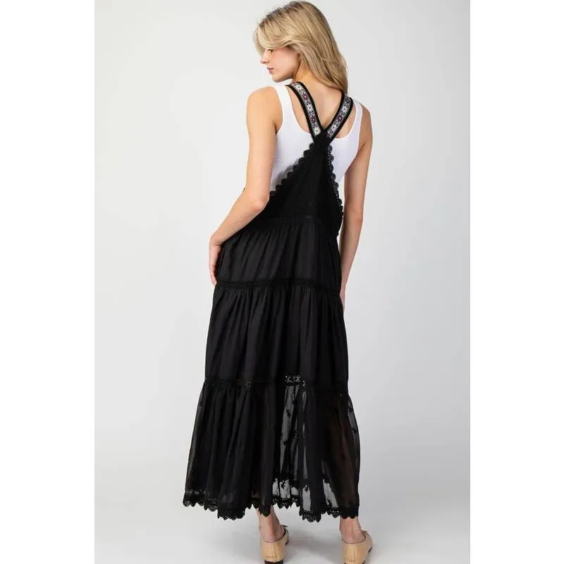 Sally Overall Maxi Black Dress