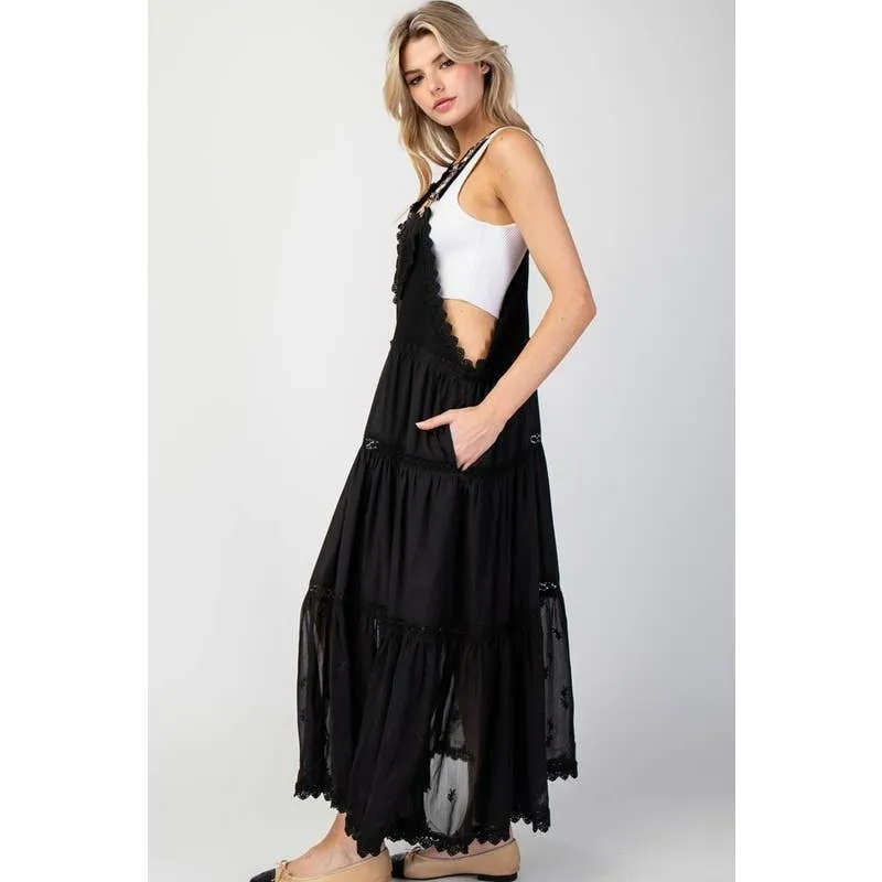 Sally Overall Maxi Black Dress