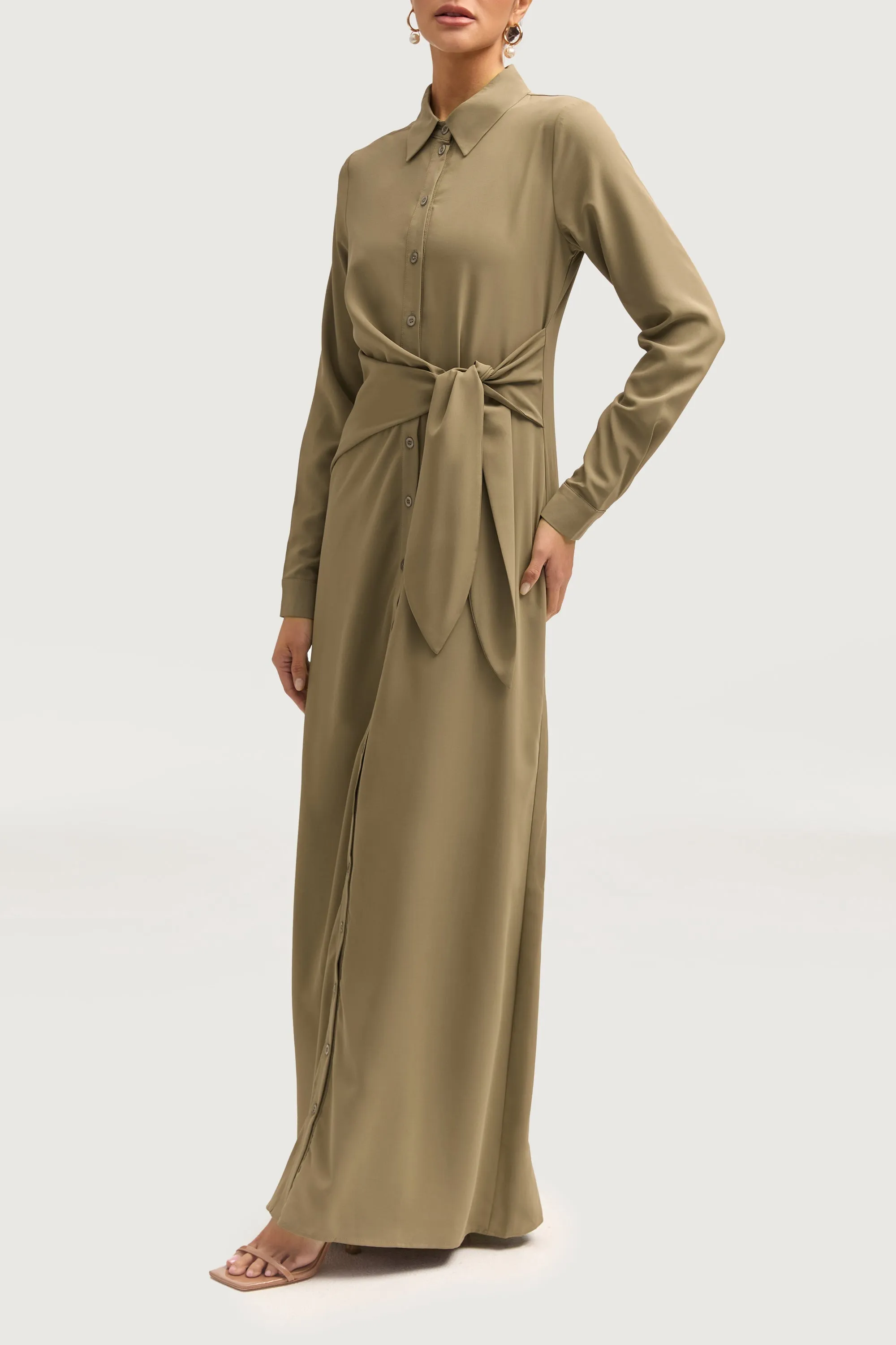 Sandra Side Tie Maxi Dress - Za'atar