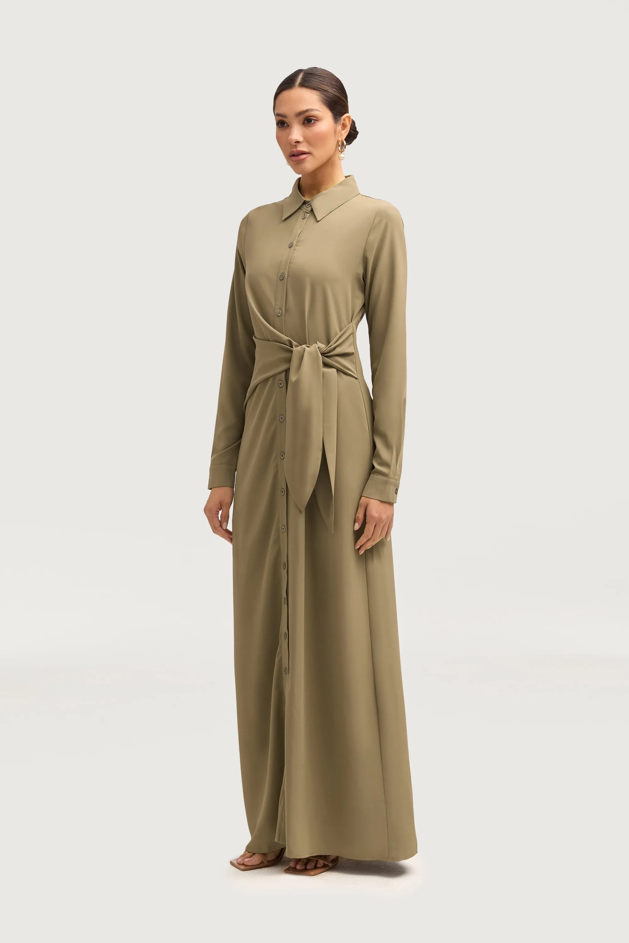 Sandra Side Tie Maxi Dress - Za'atar