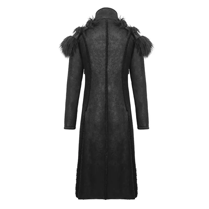 'Satiate' Punk Coat With Detachable Fur Cape Collar