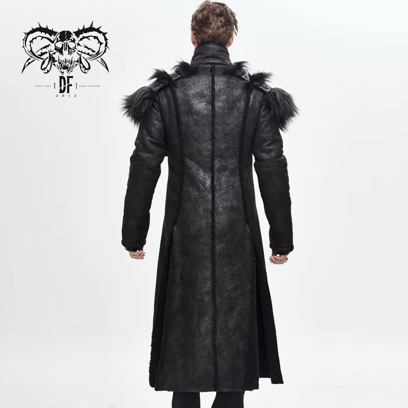 'Satiate' Punk Coat With Detachable Fur Cape Collar