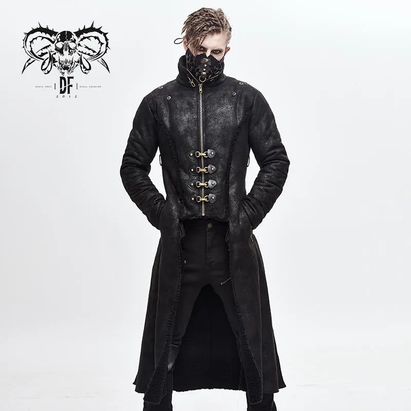 'Satiate' Punk Coat With Detachable Fur Cape Collar