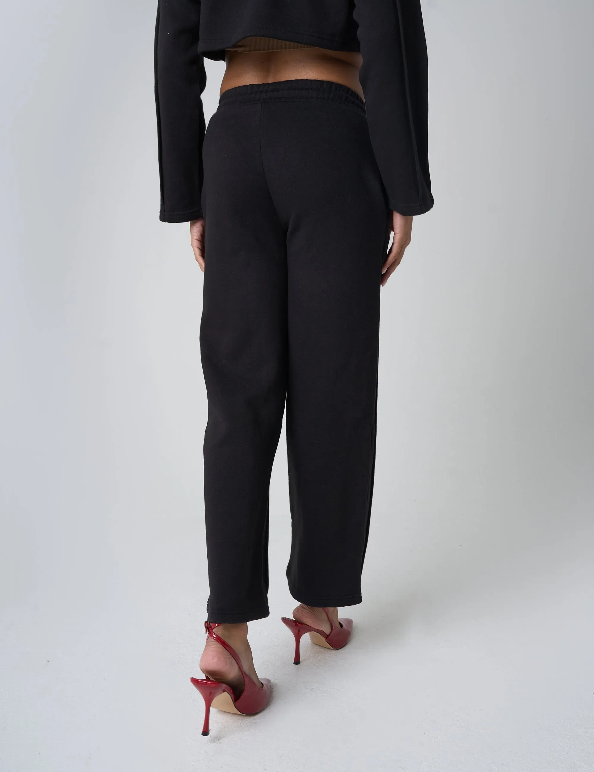 Seam Detail Cuffed Joggers Black