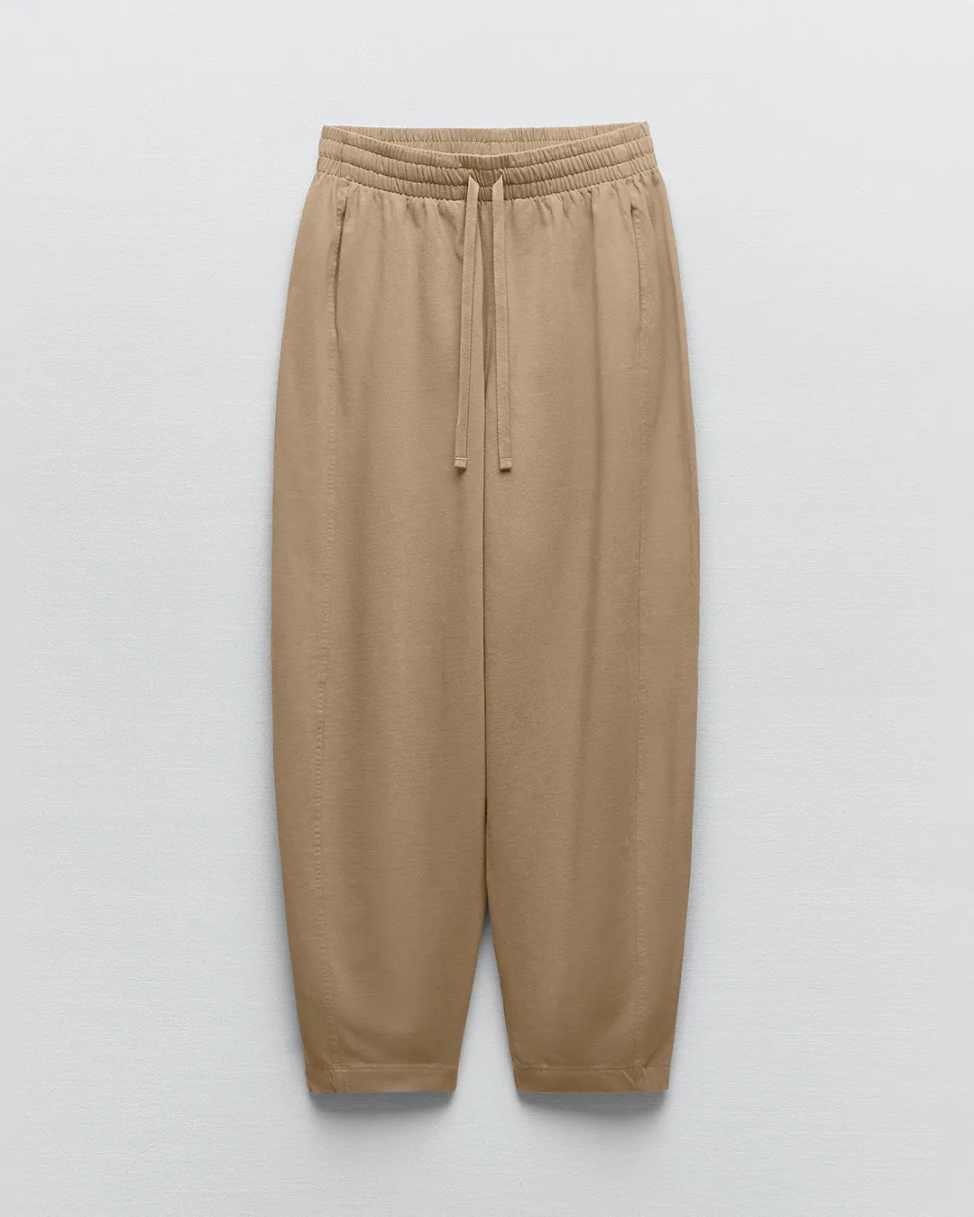 Set Of Two : Corset Style Top & Relaxed Fit Joggers in Light Brown