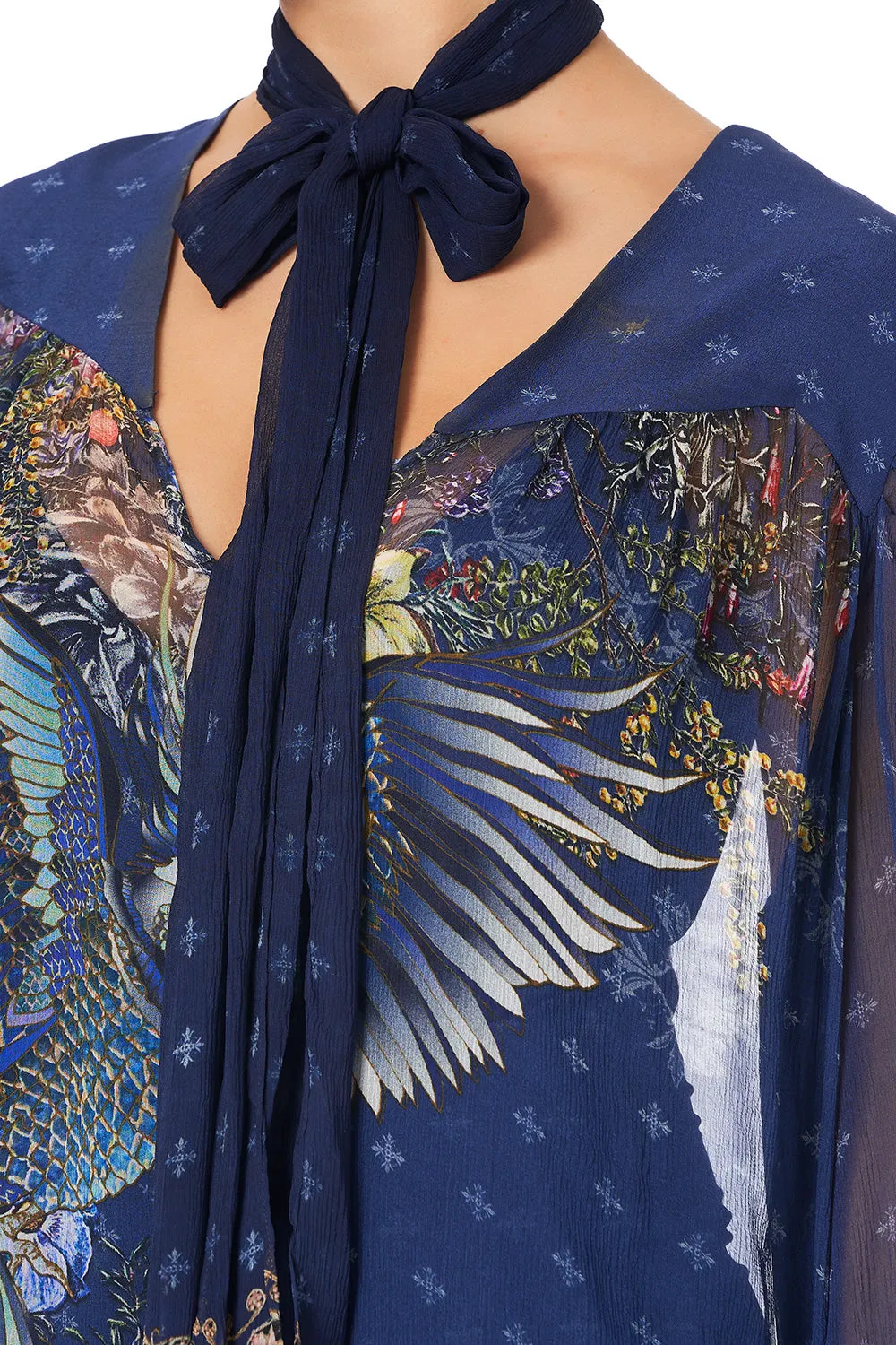 SHORT DRESS WITH YOKE SOUTHERN TWILIGHT