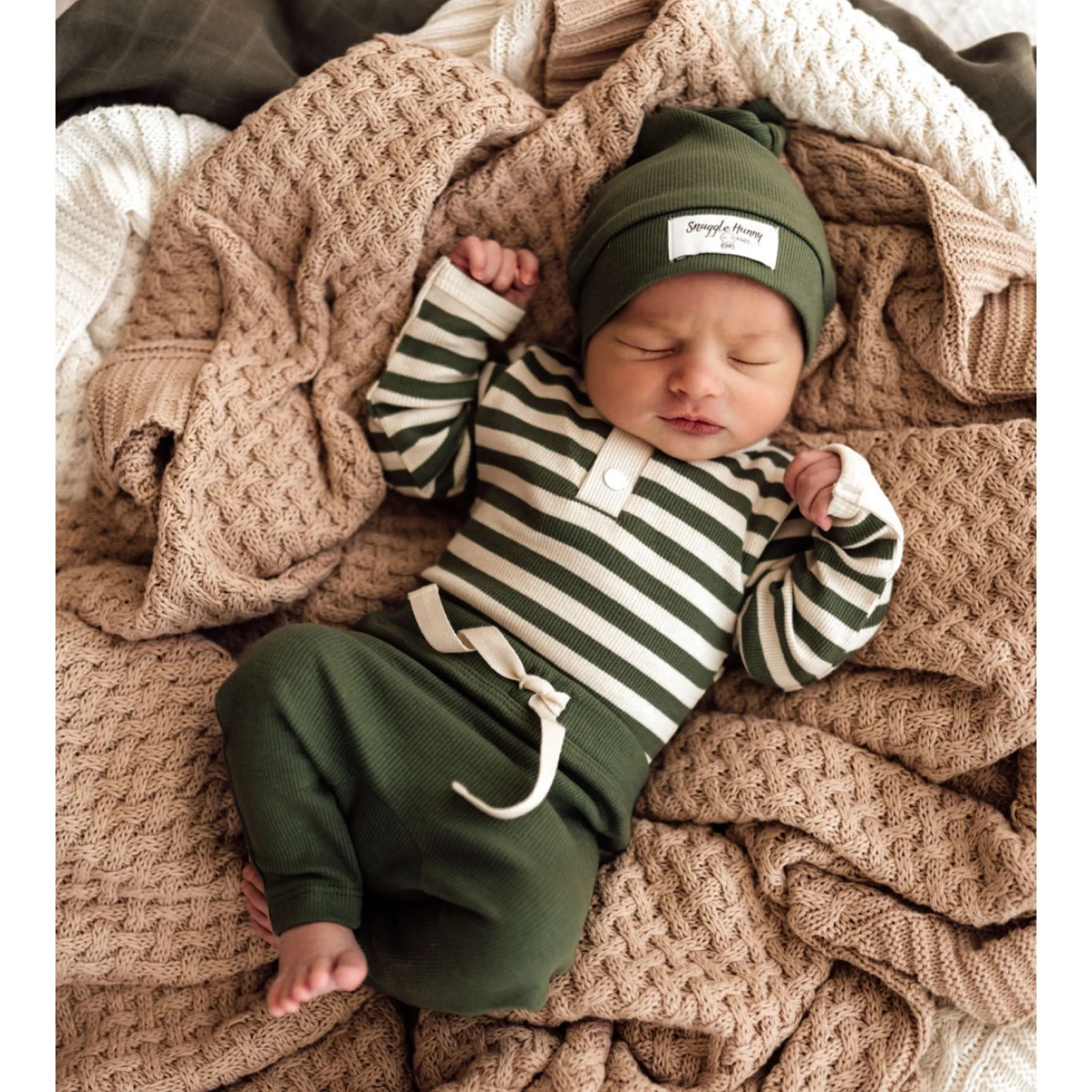 Snuggle Hunny Kids - Bodysuit Olive Stripe