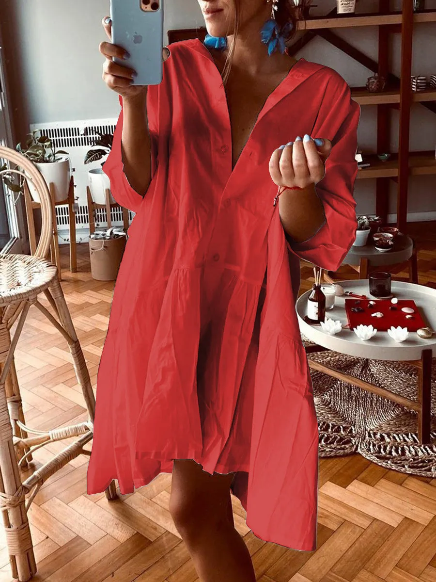 Solid Color Short Sleeve Comfortable Dress