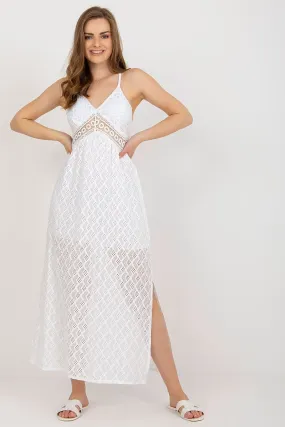 Strapless openwork dress with a back tie