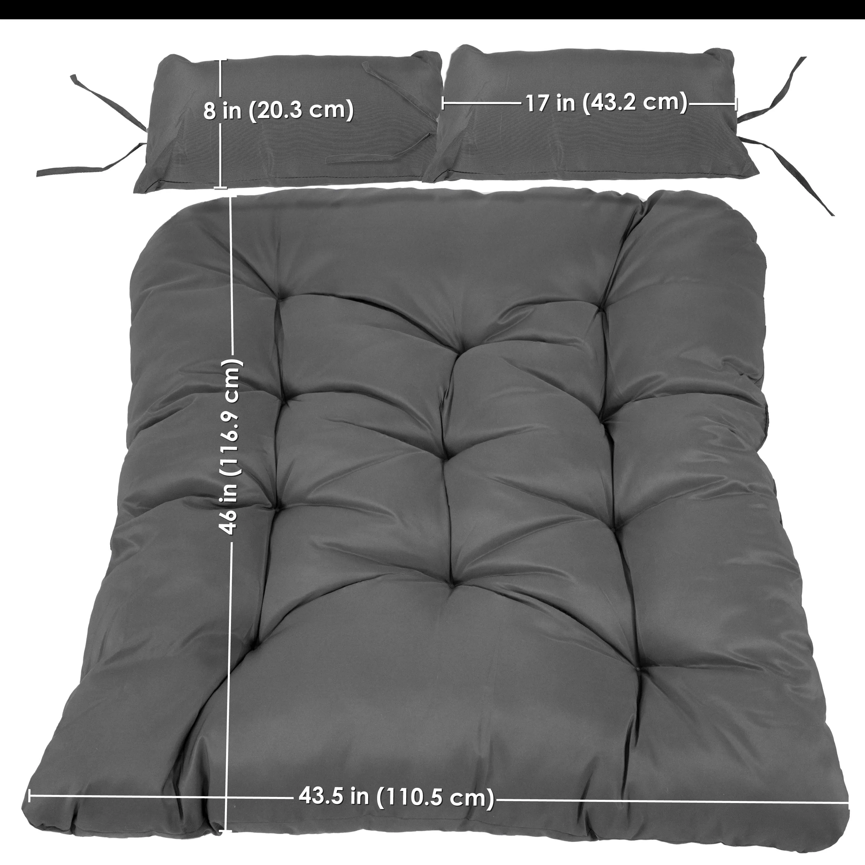 Sunnydaze Andrei Double Egg Chair Cushion Replacement Set - Dark Gray