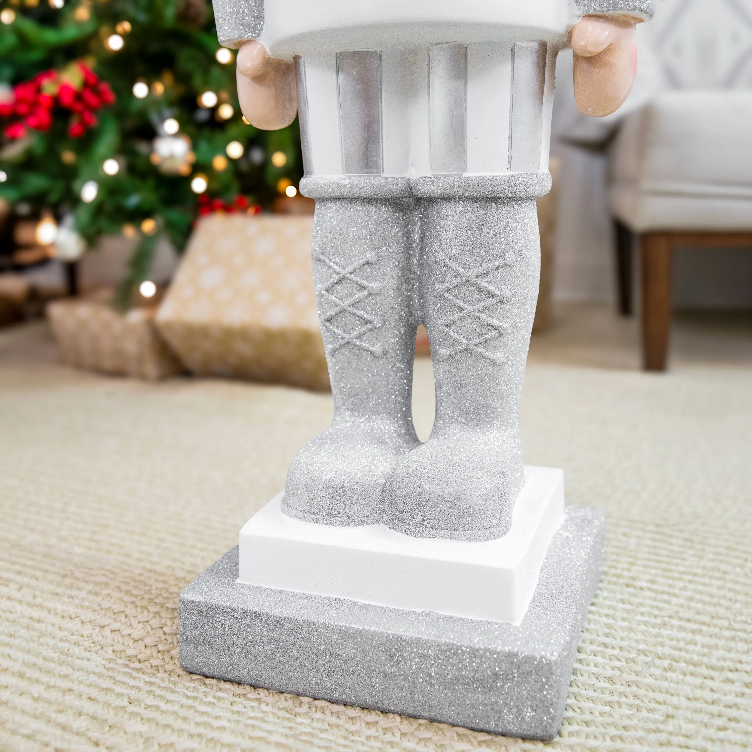 Sunnydaze Sterling the Silver Christmas Nutcracker Statue - 37" H