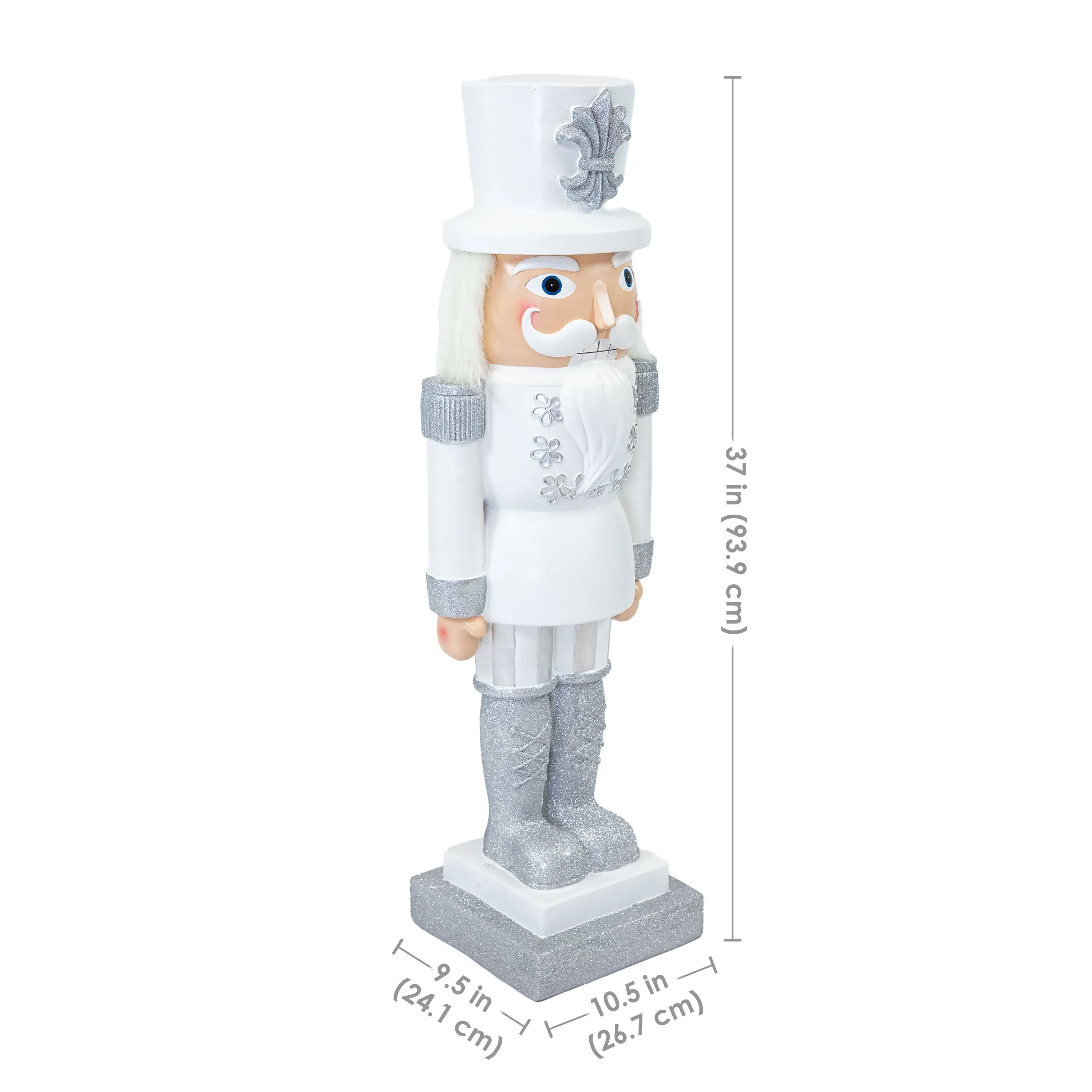 Sunnydaze Sterling the Silver Christmas Nutcracker Statue - 37" H