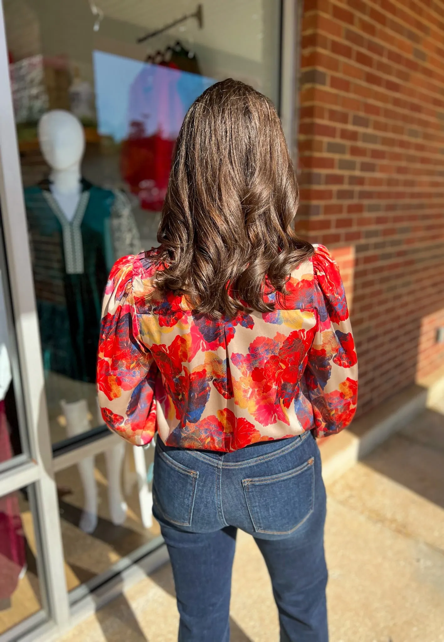 Swept Away Red Floral Long Sleeve Bodysuit